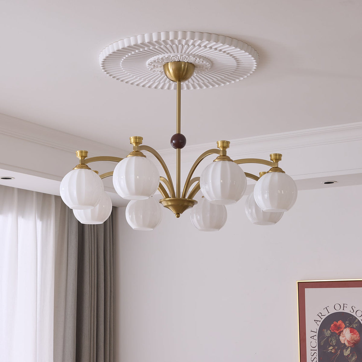 Solmere Modern Gold Glass Chandelier for Dining Room and Living Room