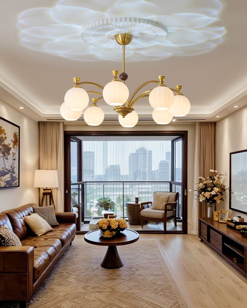 Solmere Modern Gold Glass Chandelier for Dining Room and Living Room