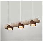 Thalen Linear Travertine Pendant Light, Three-Light Modern Kitchen Island Lamp