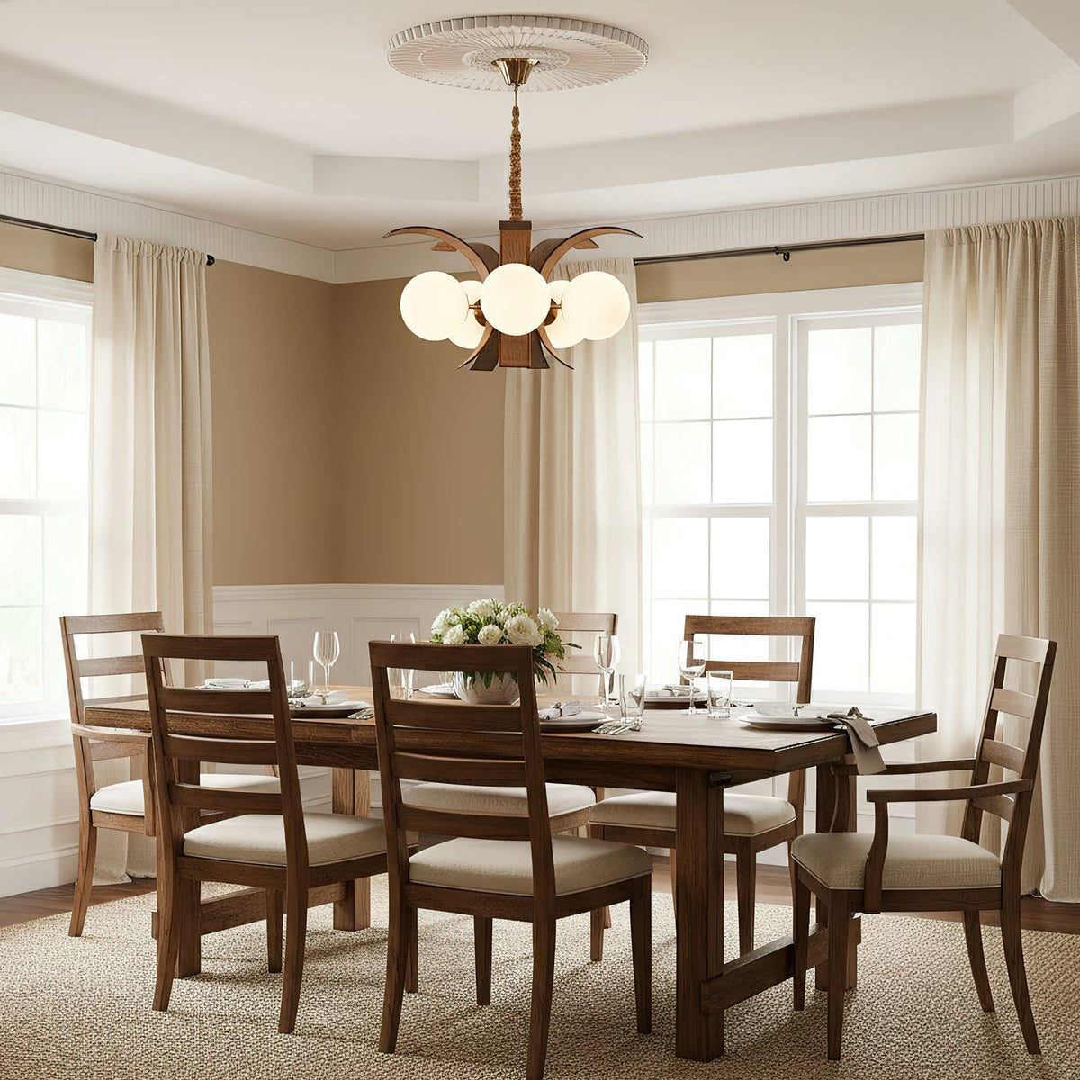 Thalina Grove Chandelier – Modern Fabric-Wrapped Ceiling Light for Dining and Living Rooms