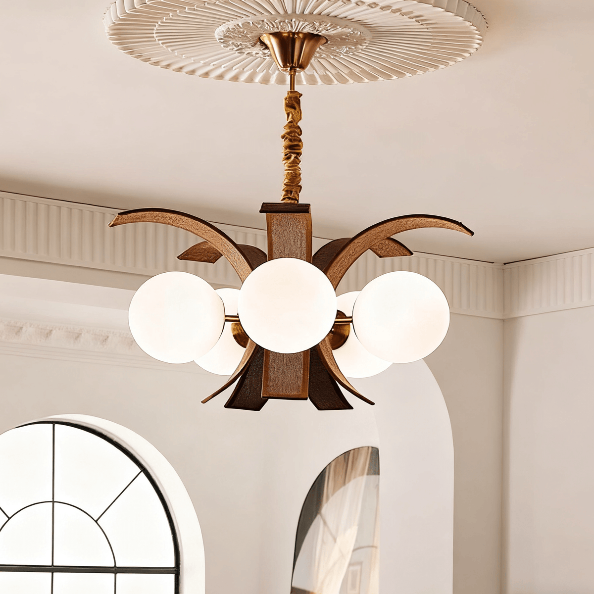 Thalina Grove Chandelier – Modern Fabric-Wrapped Ceiling Light for Dining and Living Rooms