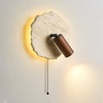 Thalos Travertine Wall Sconce with Walnut Spotlight