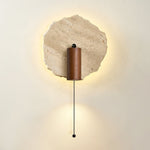 Thalos Travertine Wall Sconce with Walnut Spotlight