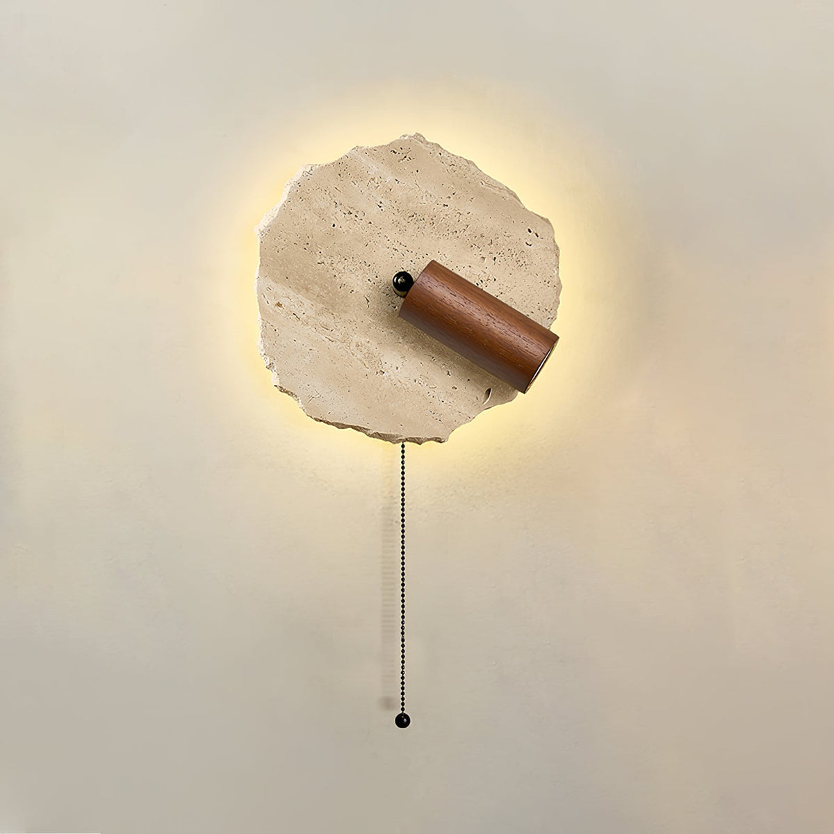Thalos Travertine Wall Sconce with Walnut Spotlight