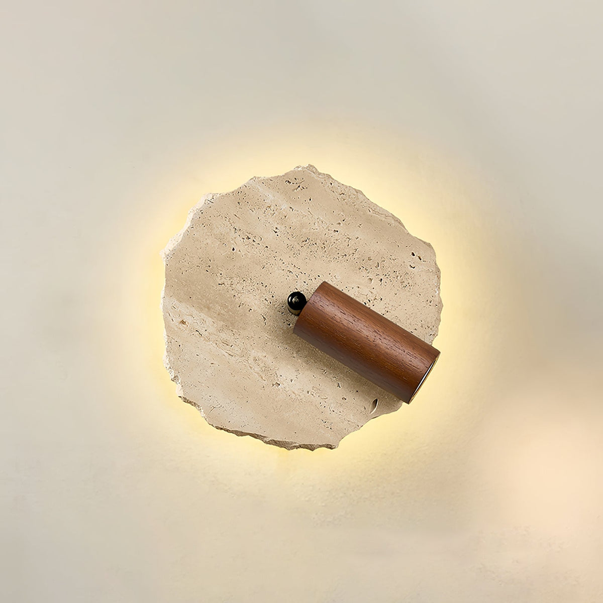 Thalos Travertine Wall Sconce with Walnut Spotlight
