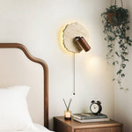 Thalos Travertine Wall Sconce with Walnut Spotlight