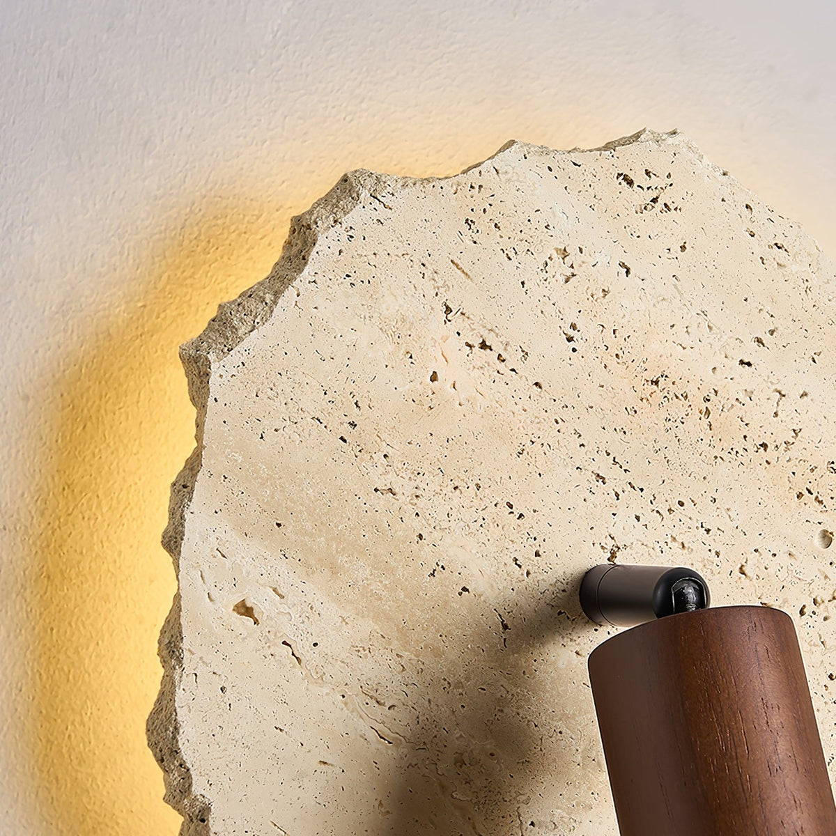 Thalos Travertine Wall Sconce with Walnut Spotlight