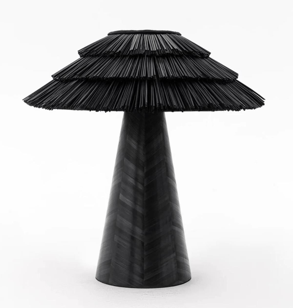 Artisan Straw Table Lamp with Wood Veneer Base for Modern Interiors