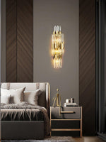 Theoretical Three-Layer Crystal Wall Light in Gold Stainless Steel
