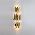 Theoretical Three-Layer Crystal Wall Light in Gold Stainless Steel