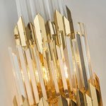 Theoretical Three-Layer Crystal Wall Light in Gold Stainless Steel