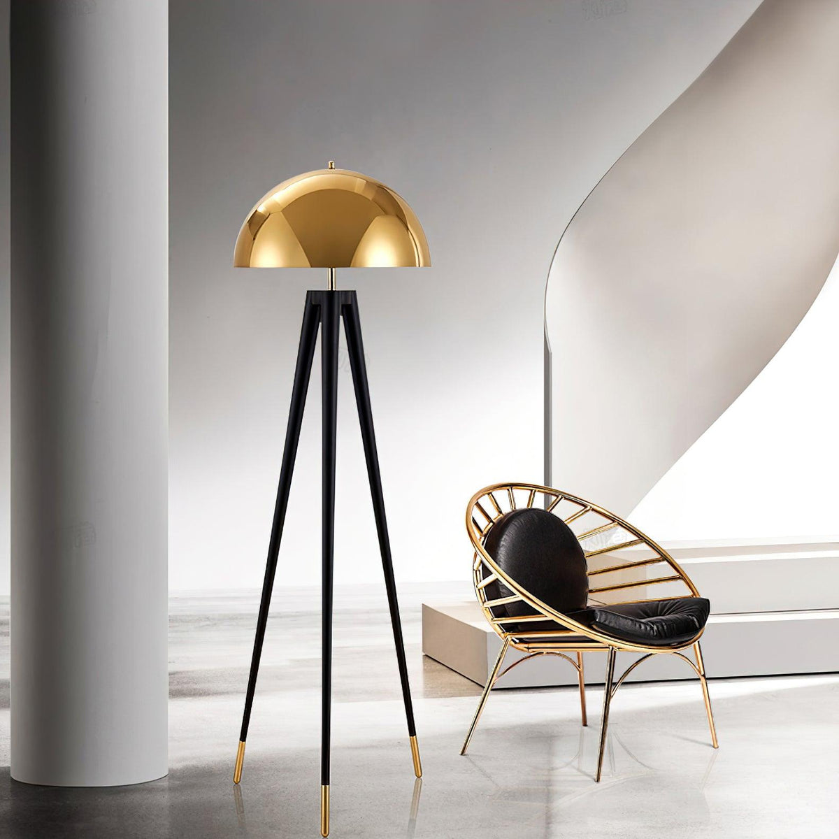 three-legged-gold-gong-floor-lamp