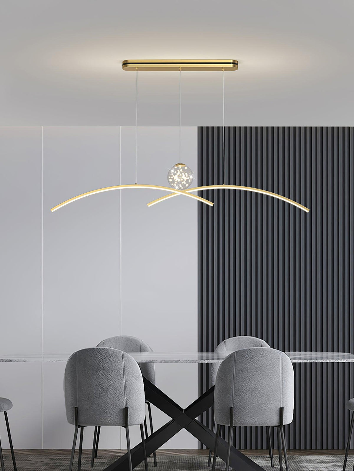 Thurston Linear LED Pendant Light – Gold & Glass Modern Kitchen Island Lighting