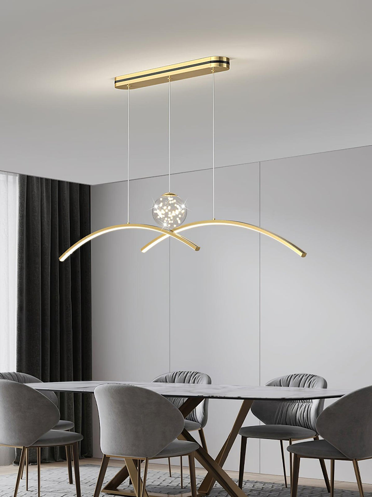 Thurston Linear LED Pendant Light – Gold & Glass Modern Kitchen Island Lighting