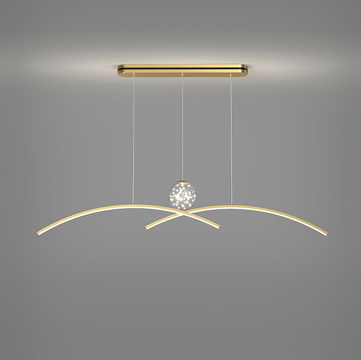 Thurston Linear LED Pendant Light – Gold & Glass Modern Kitchen Island Lighting