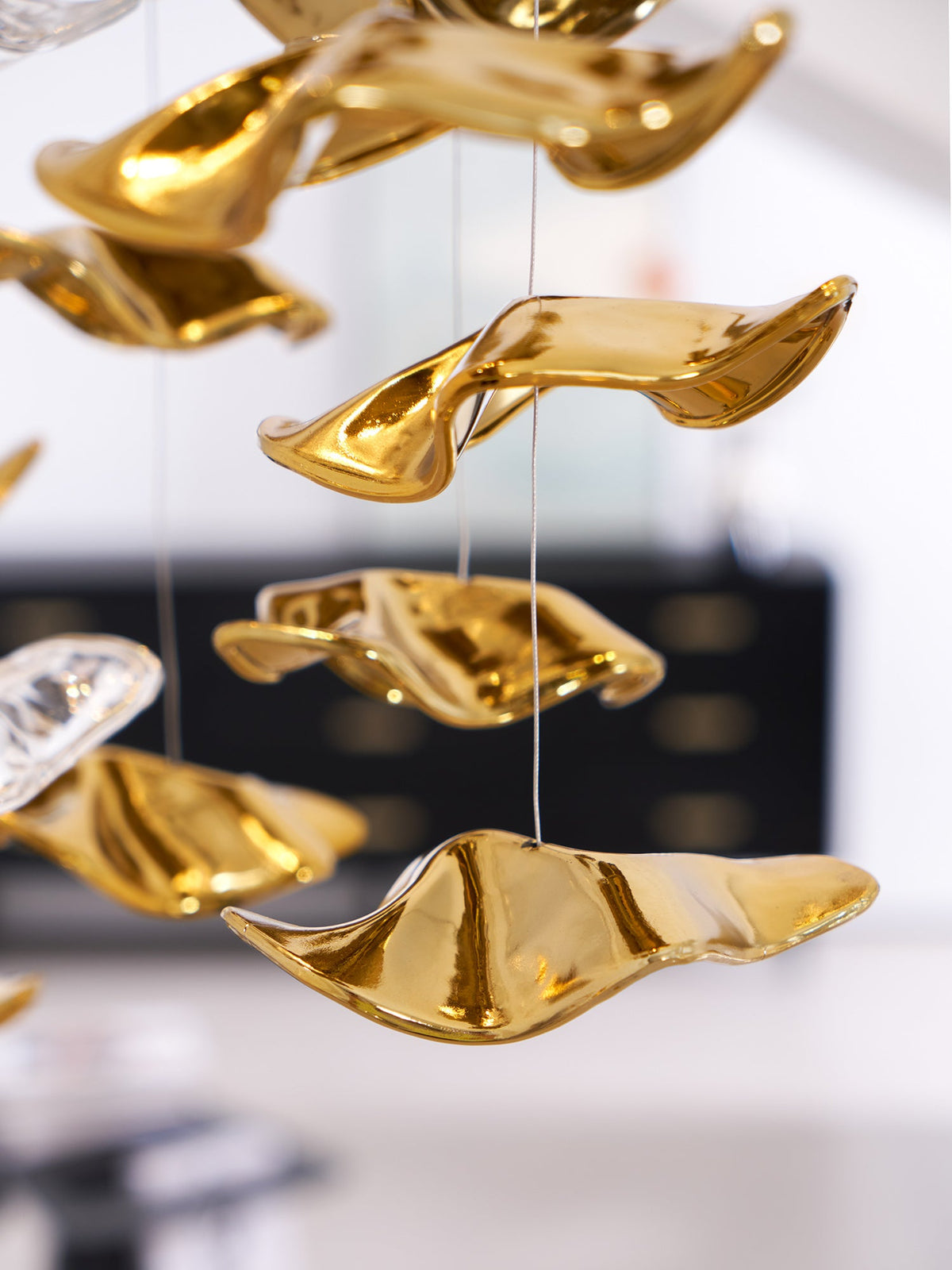 Tidal Art Glass Chandelier – Modern Cascading LED Pendant Light