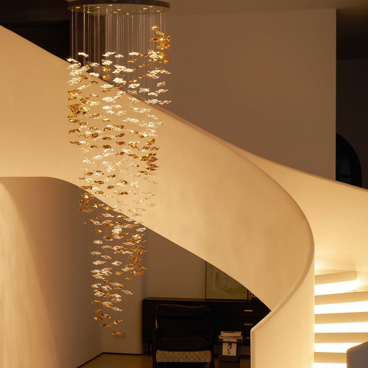 Tidal Art Glass Pendant Chandelier – Modern Cascading LED Light