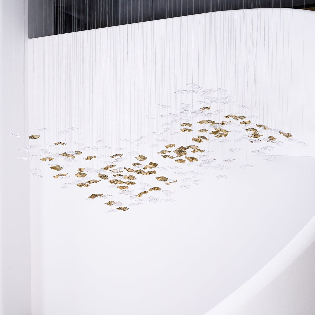 Tidal Art Glass Chandelier – Modern Cascading LED Pendant Light