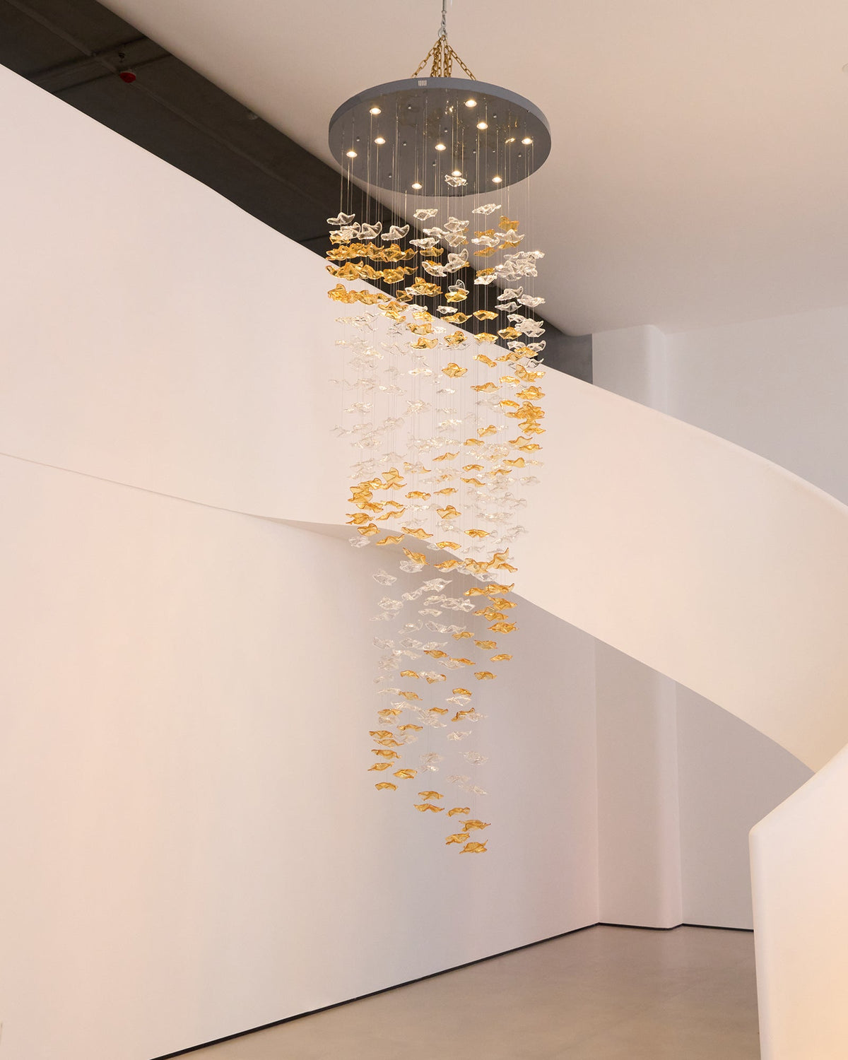 Tidal Art Glass Chandelier – Modern Cascading LED Pendant Light