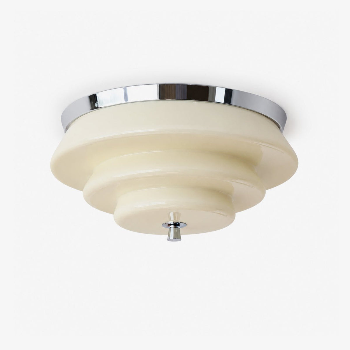 Tiered Glass Flush Mount Ceiling Light with Chrome Accents