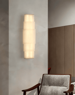 Tiered Alabaster Column Wall Sconce – Modern LED Wall Light for Entryway & Living Room