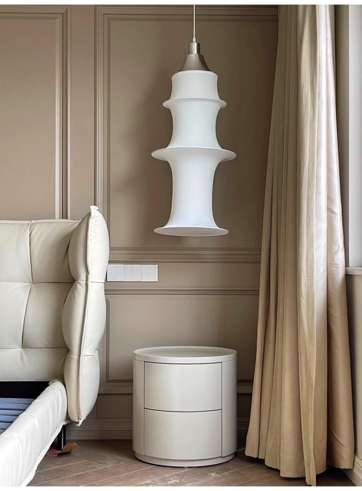 Tiered Column Pendant Light – Modern Layered Fabric & Metal Hanging Lamp