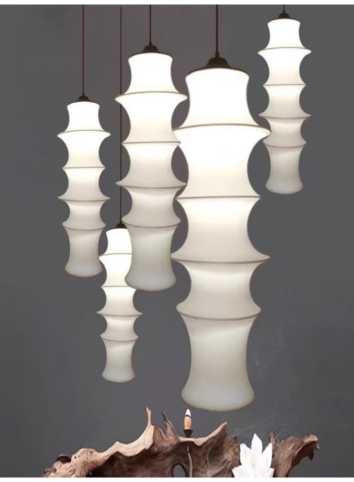 Tiered Column Pendant Light – Modern Layered Fabric & Metal Hanging Lamp
