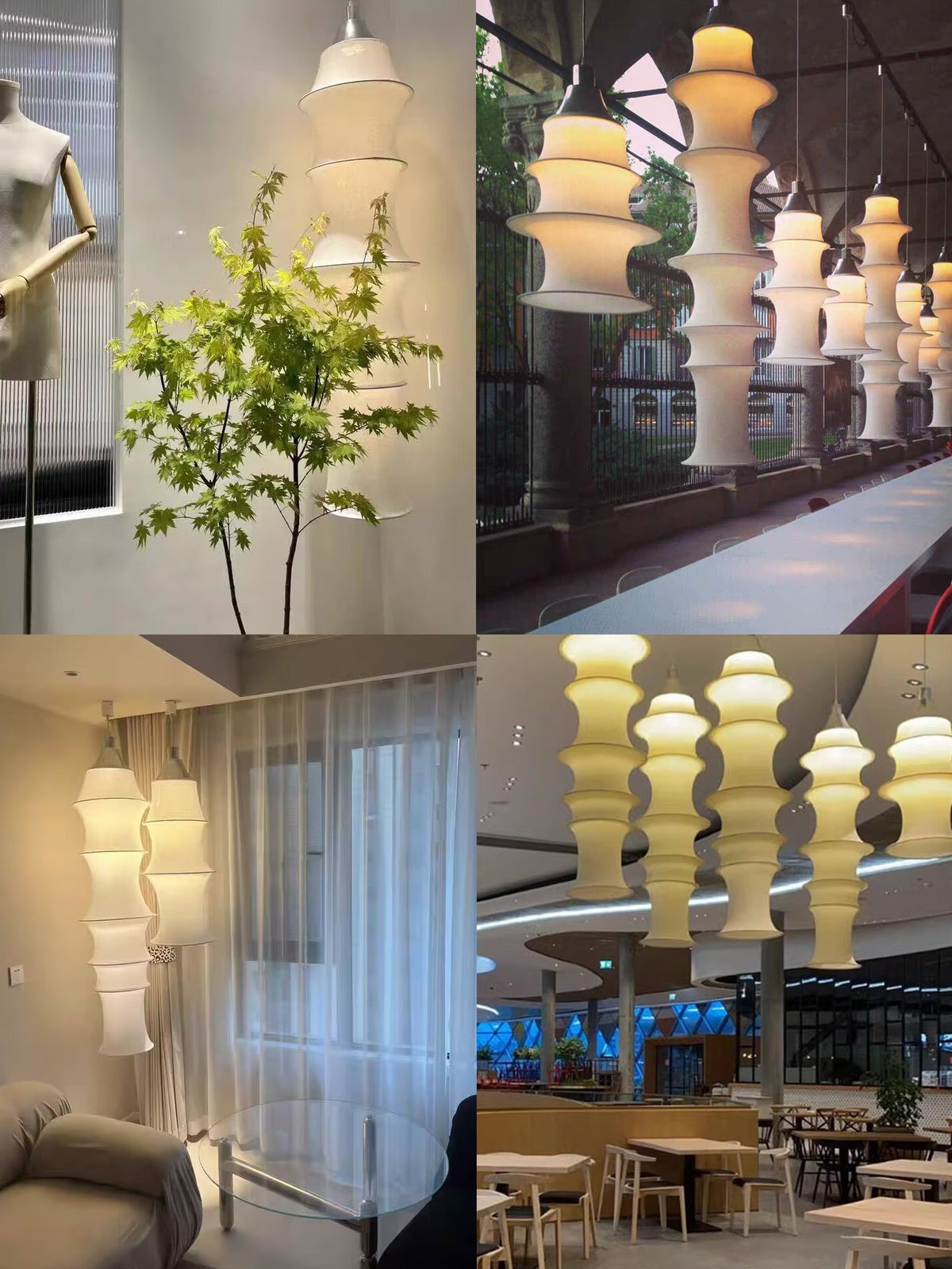 Tiered Column Pendant Light – Modern Layered Fabric & Metal Hanging Lamp