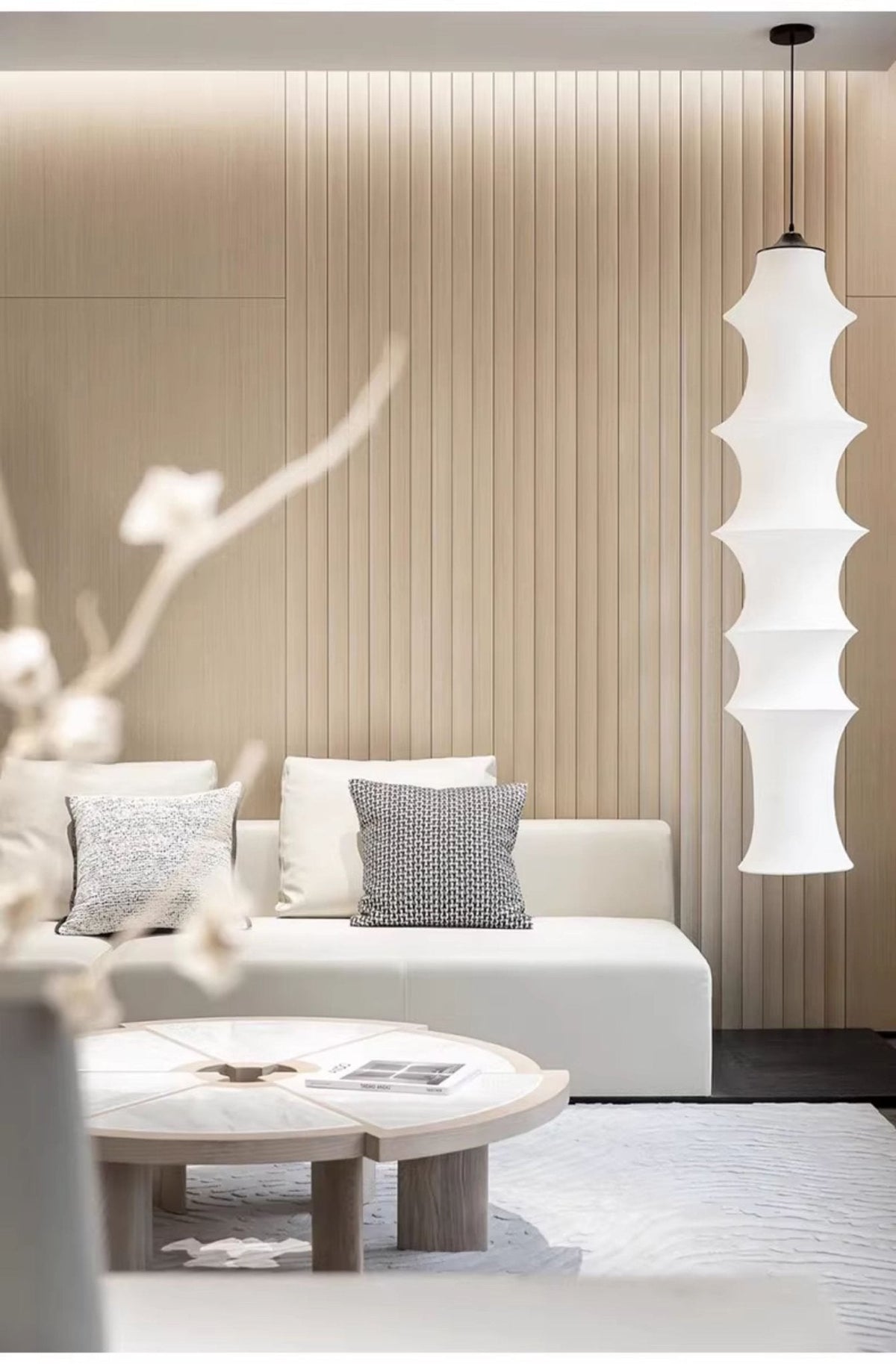 Tiered Column Pendant Light – Modern Layered Fabric & Metal Hanging Lamp