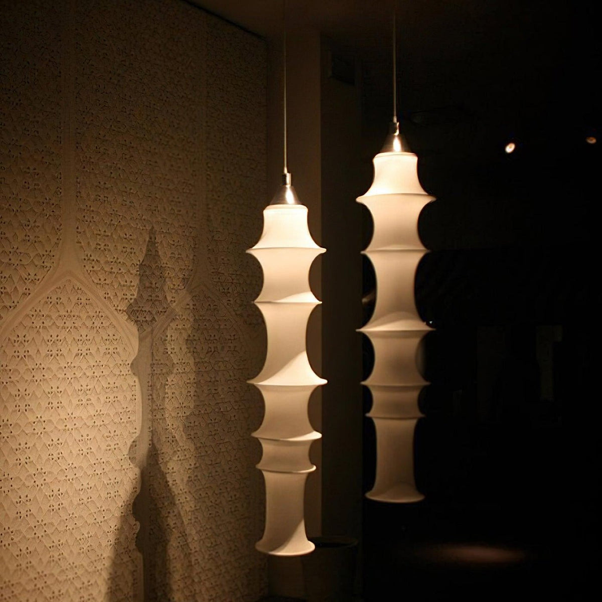 Tiered Column Pendant Light – Modern Layered Fabric & Metal Hanging Lamp