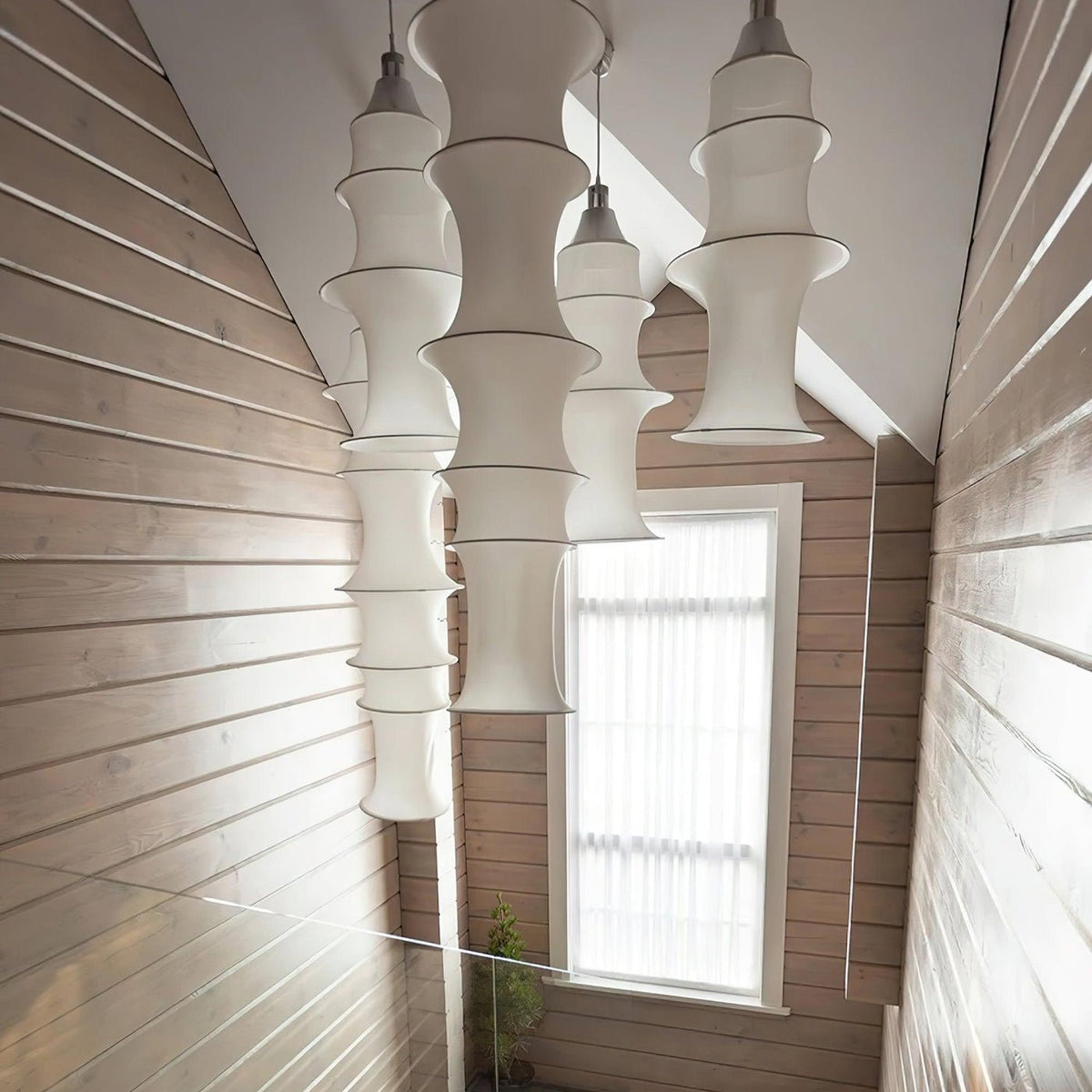 Tiered Column Pendant Light – Modern Layered Fabric & Metal Hanging Lamp