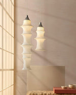 Tiered Column Pendant Light – Modern Layered Fabric & Metal Hanging Lamp