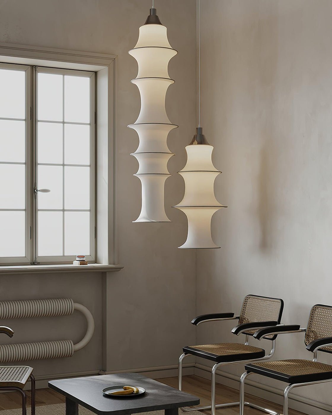Tiered Column Pendant Light – Modern Layered Fabric & Metal Hanging Lamp
