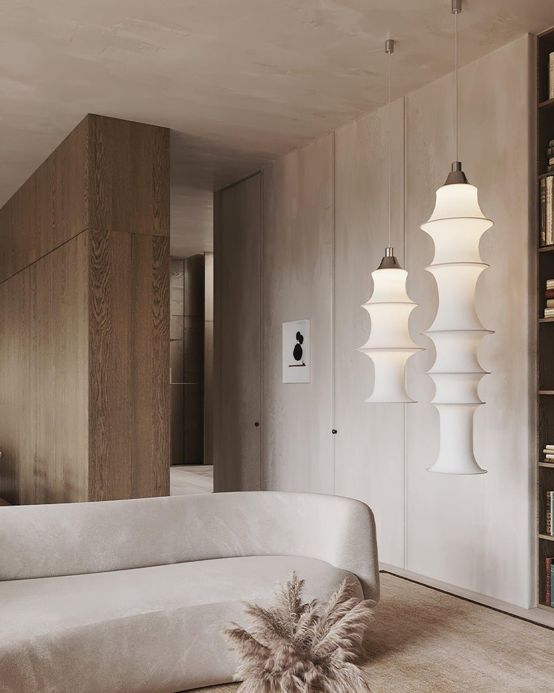 Tiered Column Pendant Light – Modern Layered Fabric & Metal Hanging Lamp