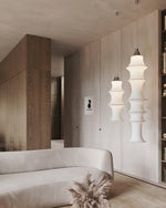 Tiered Column Pendant Light – Modern Layered Fabric & Metal Hanging Lamp