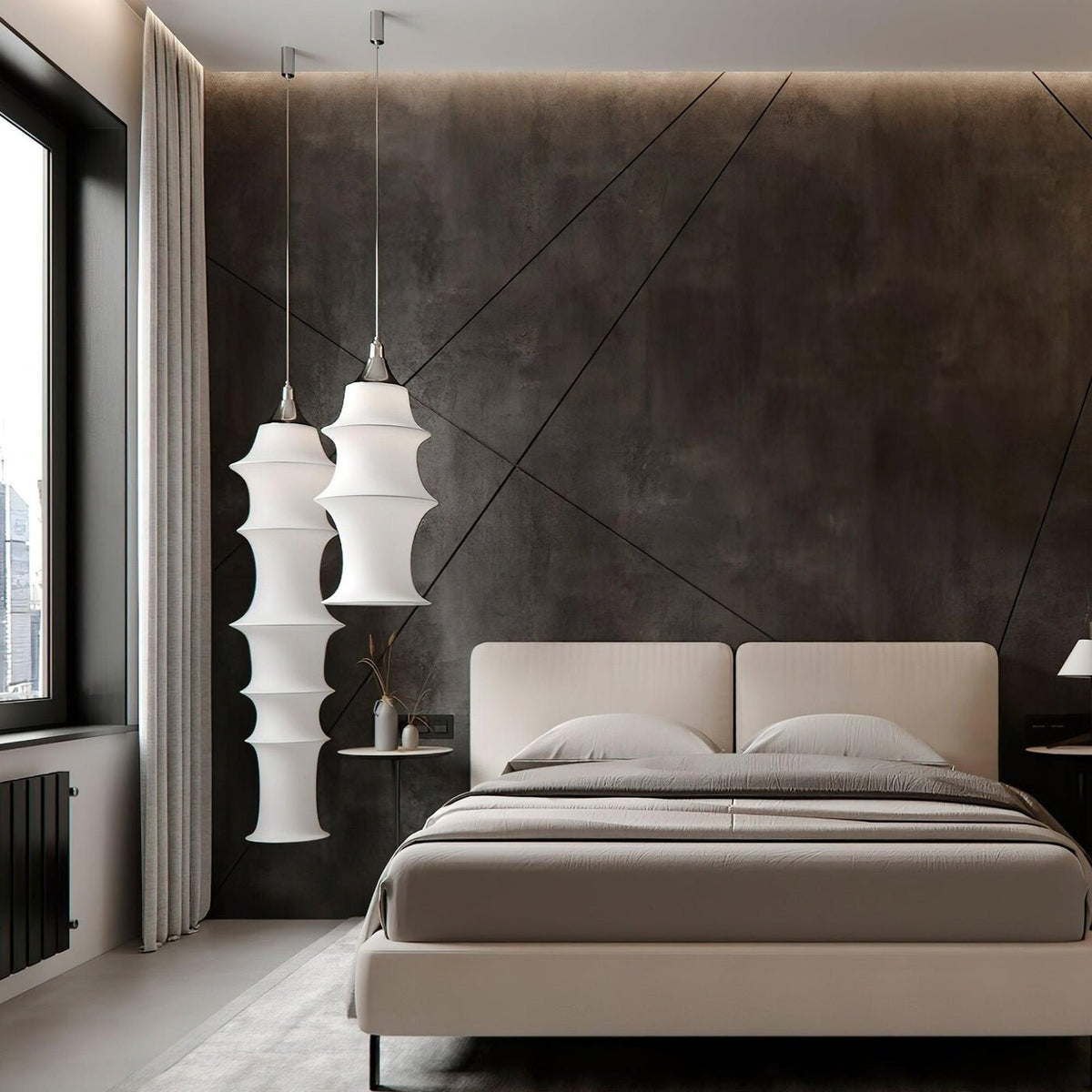 Tiered Column Pendant Light – Modern Layered Fabric & Metal Hanging Lamp