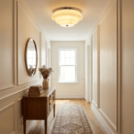 Tiered Glass Flush Mount Ceiling Light with Chrome Accents