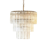 Tiered Glass Tube Chandelier with Nickel Finish for Modern Interiors