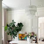 Tiered Glass Tube Chandelier with Nickel Finish for Modern Interiors