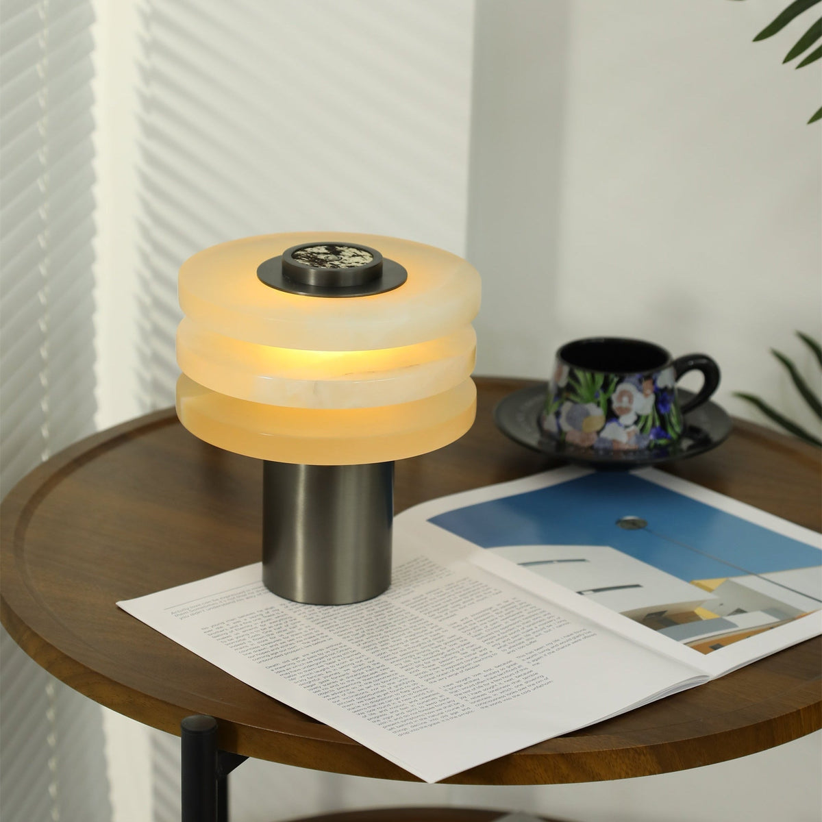 Tiered Obelisk Alabaster Table Lamp – Modern Sculptural LED Light