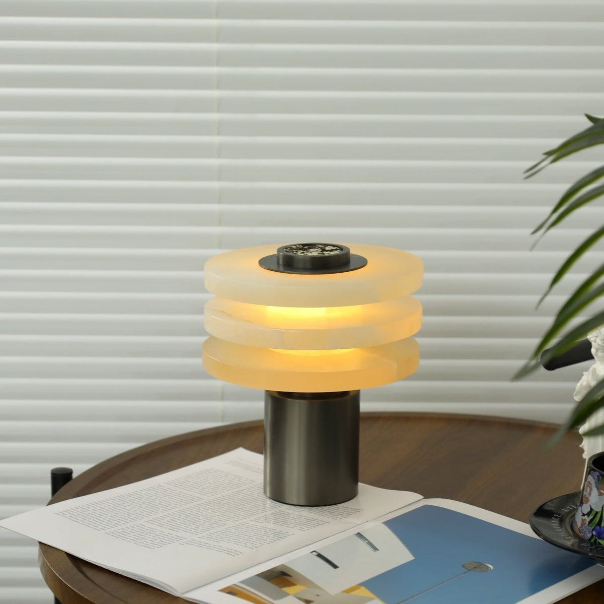 Tiered Obelisk Alabaster Table Lamp – Modern Sculptural LED Light