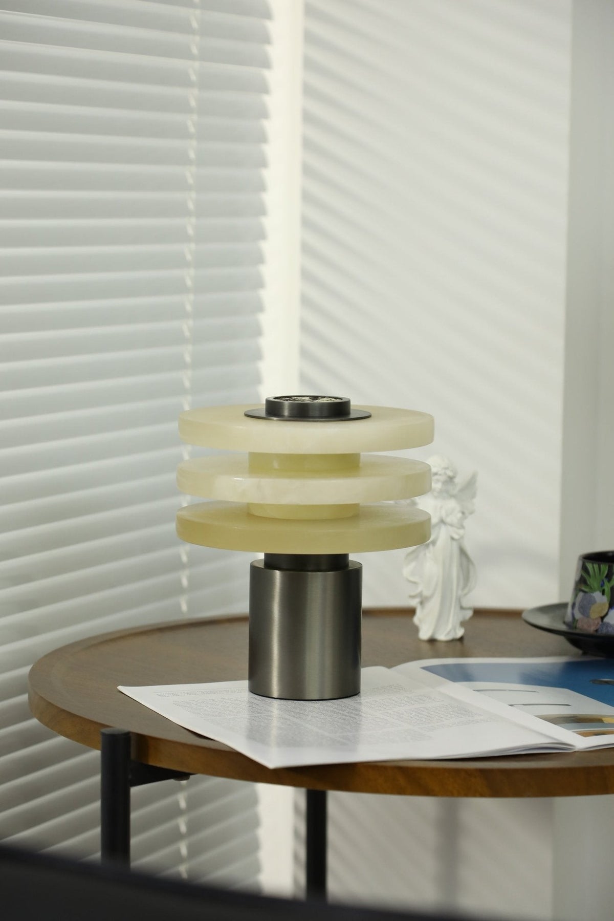 Tiered Obelisk Alabaster Table Lamp – Modern Sculptural LED Light