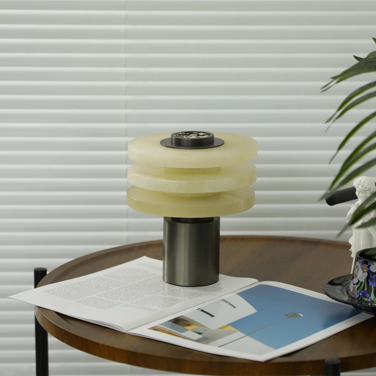 Tiered Obelisk Alabaster Table Lamp – Modern Sculptural LED Light