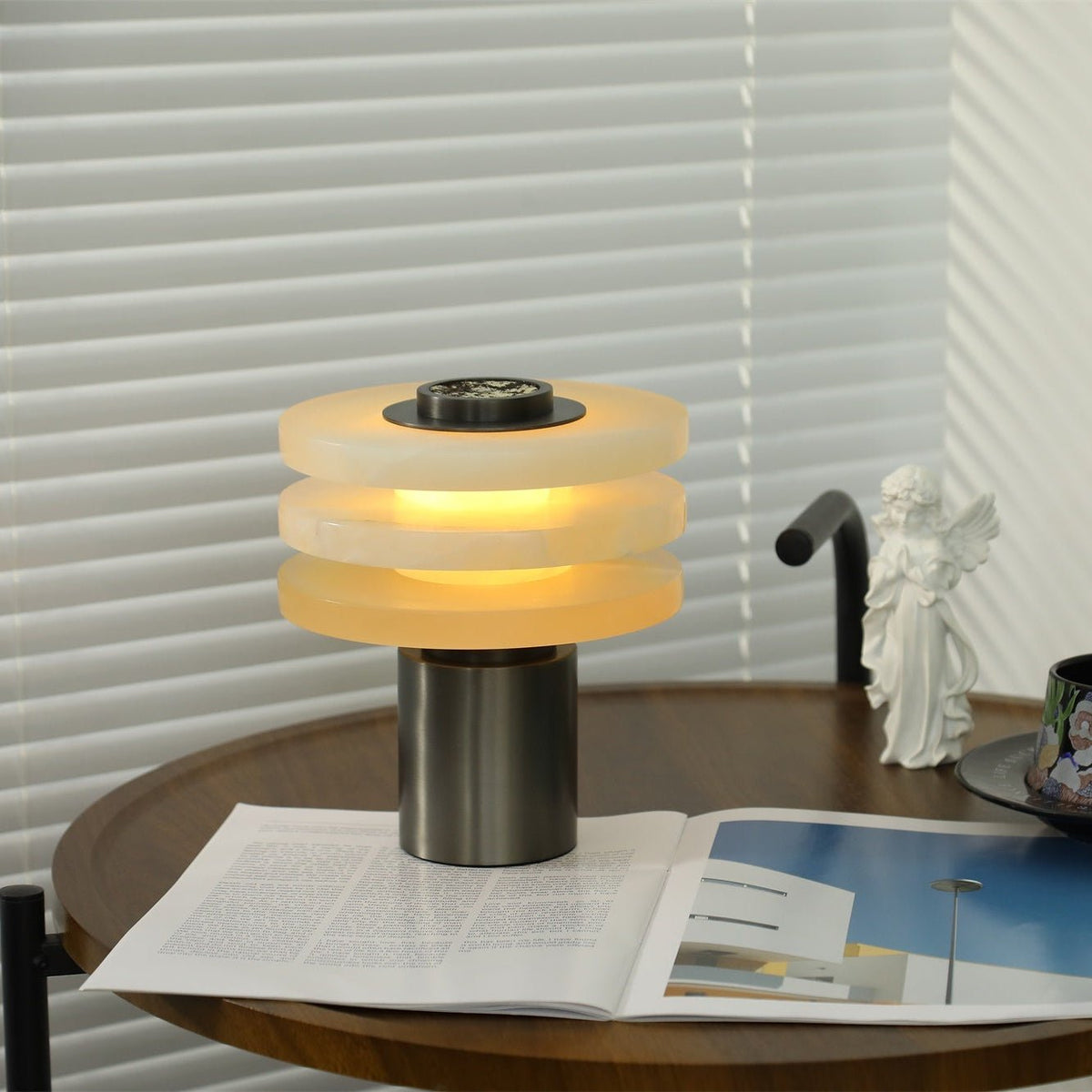 Tiered Obelisk Alabaster Table Lamp – Modern Sculptural LED Light