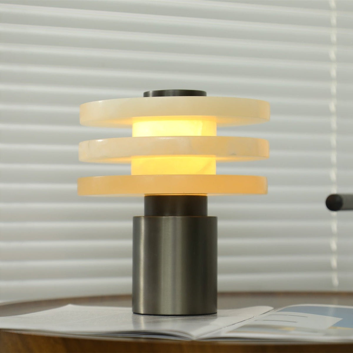 Tiered Obelisk Alabaster Table Lamp – Modern Sculptural LED Light