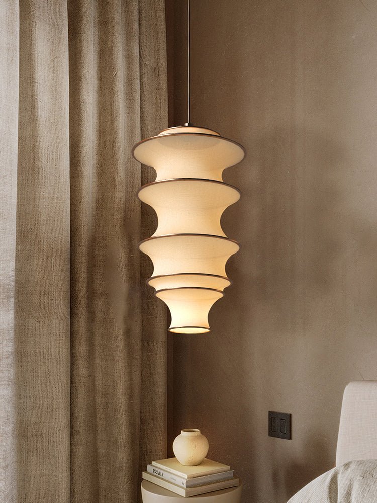 Tiered Wave Pendant Light – Modern Layered Fabric Shade for Dining & Living Spaces