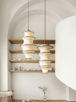 Tiered Wave Pendant Light – Modern Layered Fabric Shade for Dining & Living Spaces