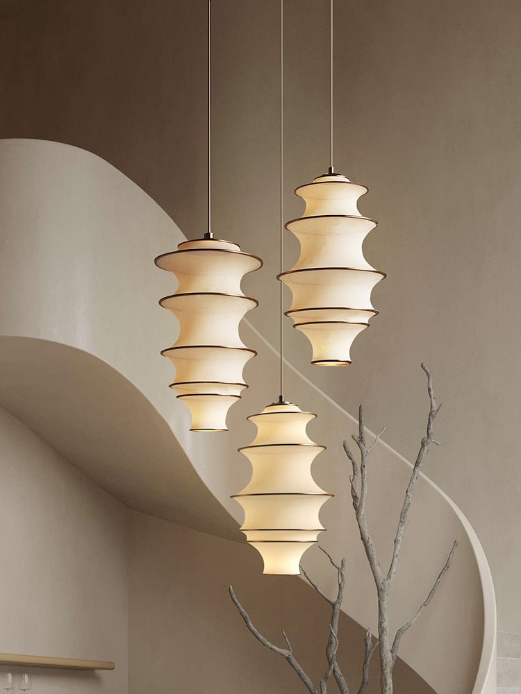 Tiered Wave Pendant Light – Modern Layered Fabric Shade for Dining & Living Spaces