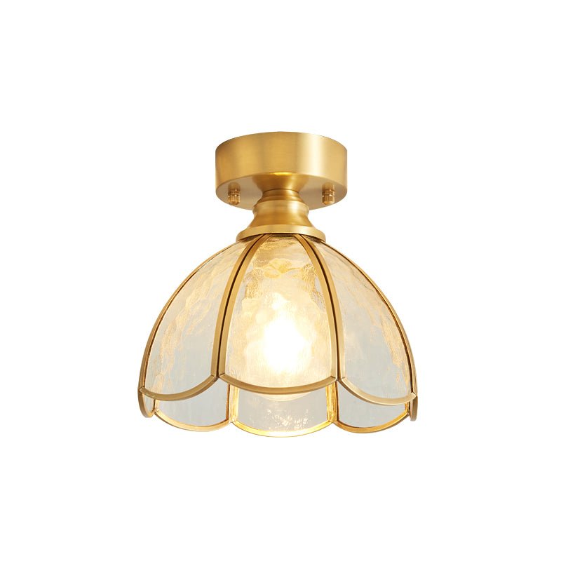 Tiffany Floral Ceiling Light – Art Deco Brass & Glass Flush Mount