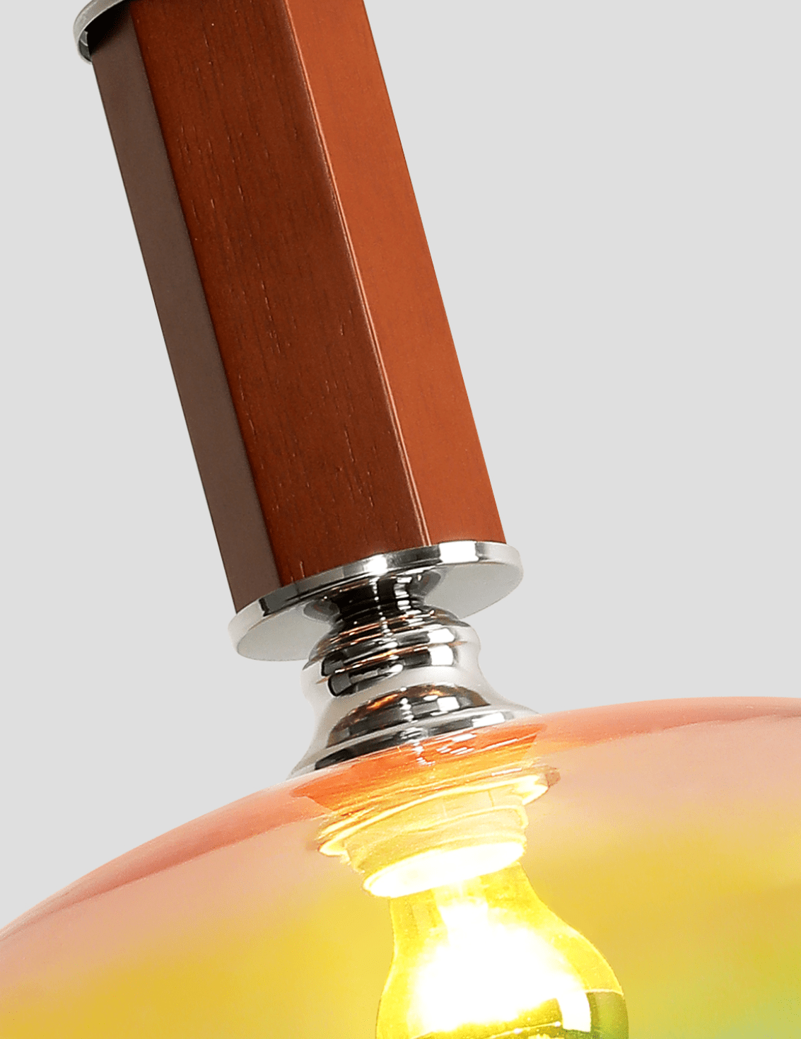 Tilio Iridescent Glass Pendant Light with Walnut Accent